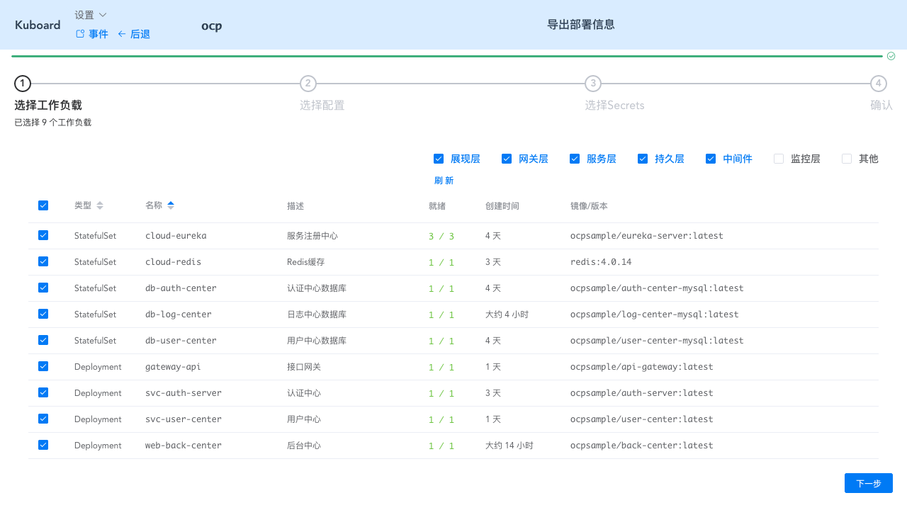 Kubernetes教程_部署SpringCloud_OCP_导出部署配置_筛选工作负载