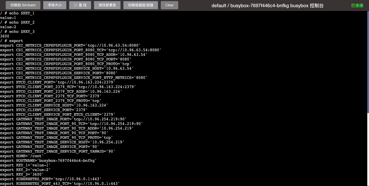 Kubernetes教程:使用ConfigMap配置应用-执行export命令